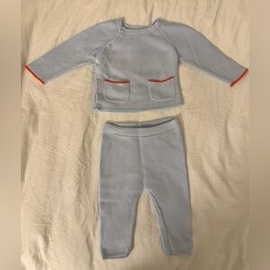 Jacadi Soft Blue Baby Matching Knit Set